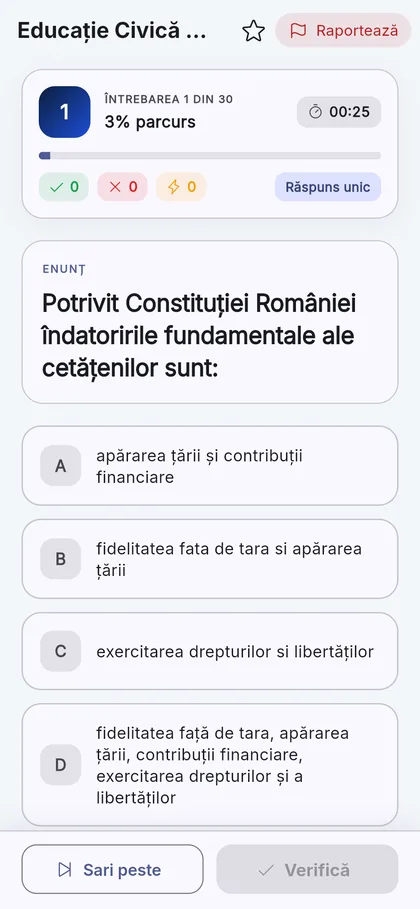 O întrebare de educație civică și logică, în timpul testului