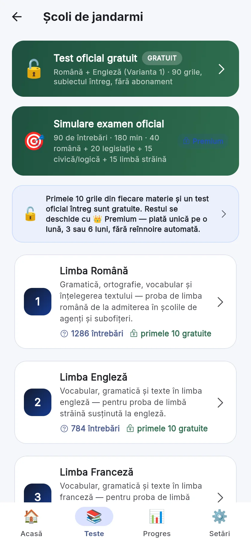 Cele cinci bănci de antrenament ale probei
